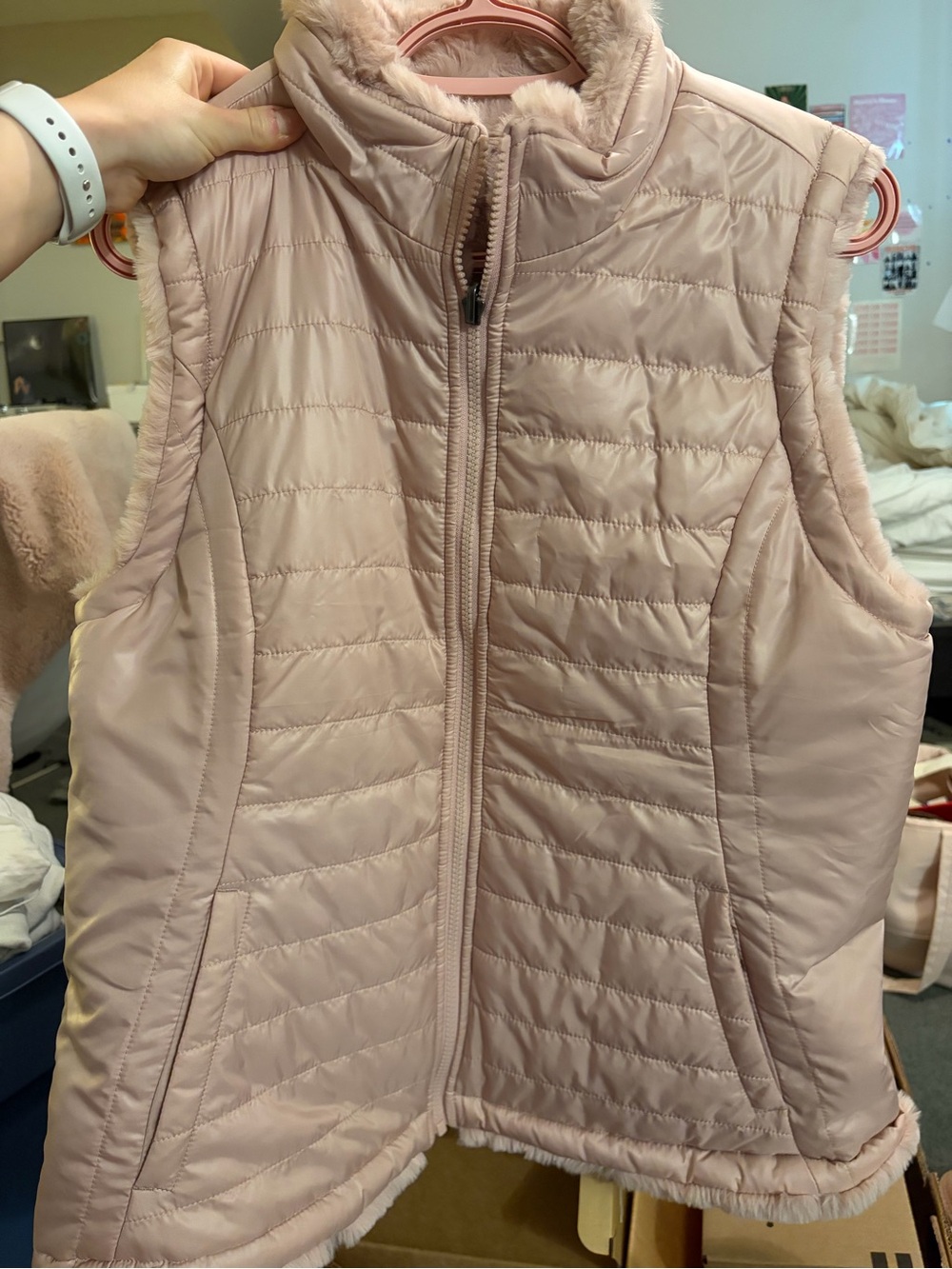 Pink Reversible Puffer Vest